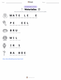 Waterlelies afdrukbare werkblad voorbeeld
