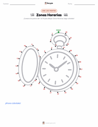 Vista previa de la hoja de trabajo imprimible de Husos Horarios