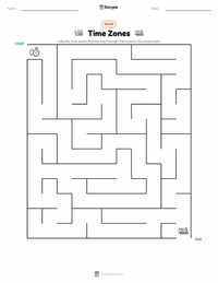 Time Zones printable worksheet preview