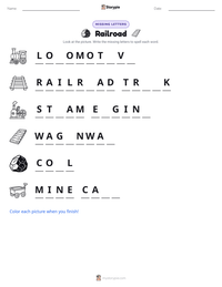 Railroad printable worksheet preview