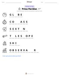 Prime Meridian printable worksheet preview