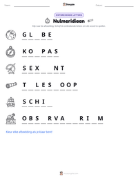 Nulmeridiaan afdrukbare werkblad voorbeeld