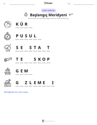 Başlangıç Meridyeni yazdırılabilir çalışma sayfası önizlemesi