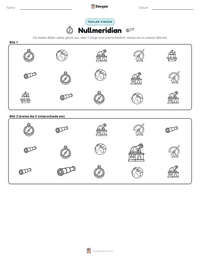 Nullmeridian druckbare Arbeitsblatt Vorschau