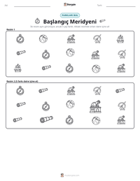Başlangıç Meridyeni yazdırılabilir çalışma sayfası önizlemesi