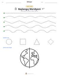 Başlangıç Meridyeni yazdırılabilir çalışma sayfası önizlemesi