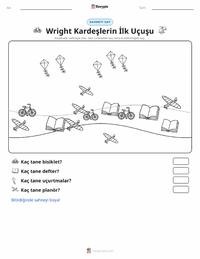 Wright Kardeşler'in İlk Uçuşu yazdırılabilir çalışma sayfası önizlemesi
