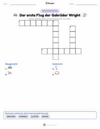 Der erste Flug der Gebrüder Wright druckbare Arbeitsblatt Vorschau