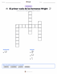 Vista previa de la hoja de trabajo imprimible de El Primer Vuelo de los Hermanos Wright