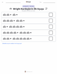 Wright Kardeşler'in İlk Uçuşu yazdırılabilir çalışma sayfası önizlemesi