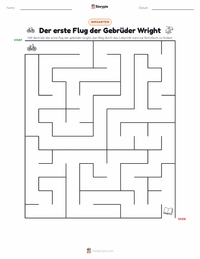 Der erste Flug der Gebrüder Wright druckbare Arbeitsblatt Vorschau