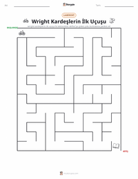 Wright Kardeşler'in İlk Uçuşu yazdırılabilir çalışma sayfası önizlemesi
