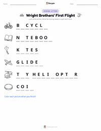 Wright Brothers’ First Flight printable worksheet preview