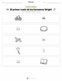 Vista previa de la hoja de trabajo imprimible de El Primer Vuelo de los Hermanos Wright