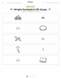 Wright Kardeşler'in İlk Uçuşu yazdırılabilir çalışma sayfası önizlemesi