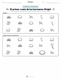 Vista previa de la hoja de trabajo imprimible de El Primer Vuelo de los Hermanos Wright