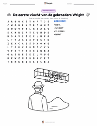 Eerste Vlucht van de Gebroeders Wright afdrukbare werkblad voorbeeld