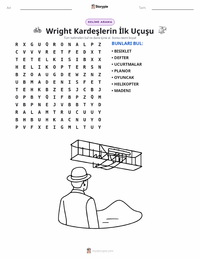Wright Kardeşler'in İlk Uçuşu yazdırılabilir çalışma sayfası önizlemesi