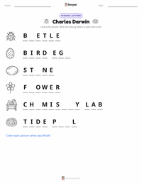 Charles Darwin printable worksheet preview