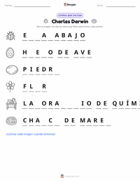 Vista previa de la hoja de trabajo imprimible de Charles Darwin