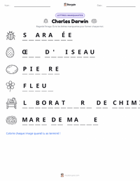 Aperçu de la feuille de travail imprimable Charles Darwin