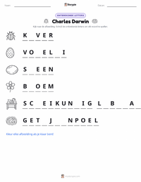 Charles Darwin afdrukbare werkblad voorbeeld