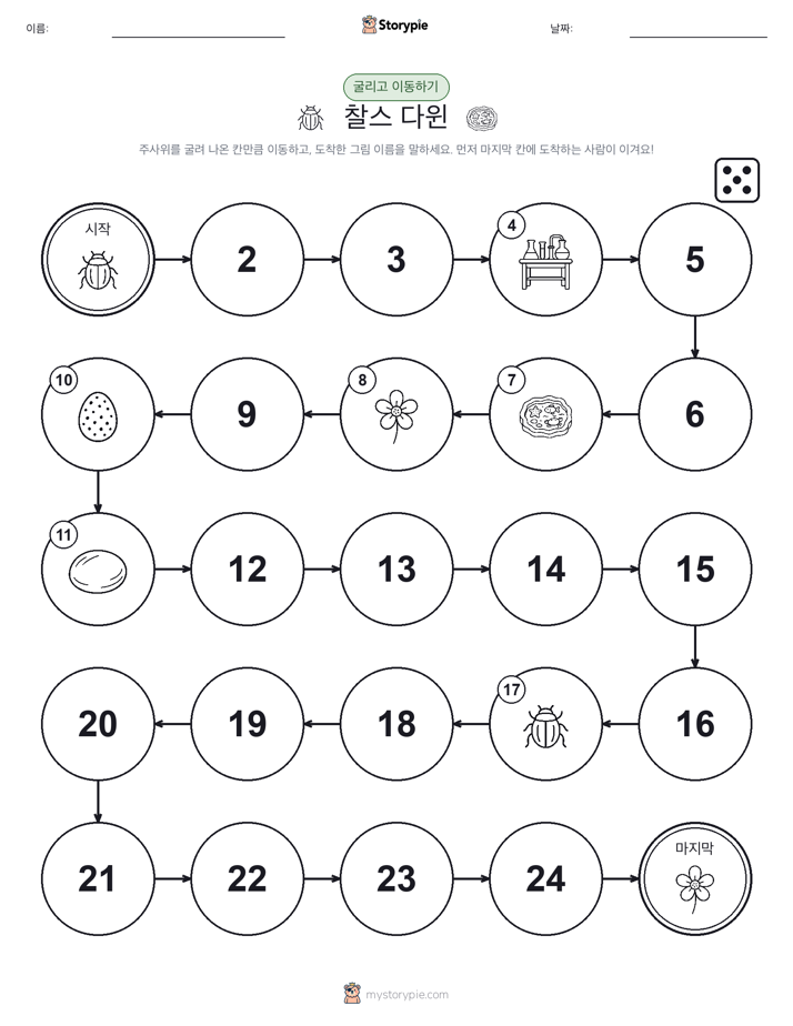 주사위 굴리고 이동하기 게임
