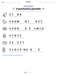 Podgląd drukowalnego arkusza ćwiczeń O powstawaniu gatunków