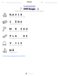 Aperçu de la feuille de travail imprimable HMS Beagle