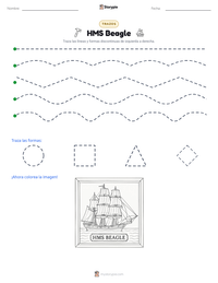 Vista previa de la hoja de trabajo imprimible de HMS Beagle
