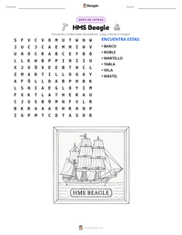 Vista previa de la hoja de trabajo imprimible de HMS Beagle