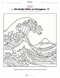 Die große Welle vor Kanagawa druckbare Arbeitsblatt Vorschau