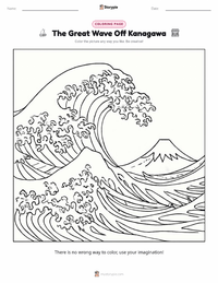 The Great Wave Off Kanagawa coloring page for kids