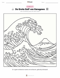 De Grote Golf van Kanagawa afdrukbare werkblad voorbeeld