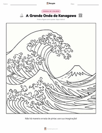 Página de colorir A Grande Onda de Kanagawa para crianças