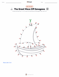 The Great Wave Off Kanagawa printable worksheet preview