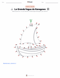 Aperçu de la feuille de travail imprimable La Grande Vague de Kanagawa