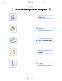 Feuille de travail imprimable La Grande Vague de Kanagawa pour les enfants