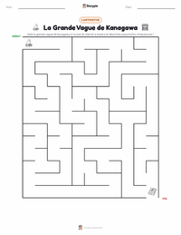 Aperçu de la feuille de travail imprimable La Grande Vague de Kanagawa