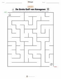 De Grote Golf van Kanagawa afdrukbare werkblad voorbeeld