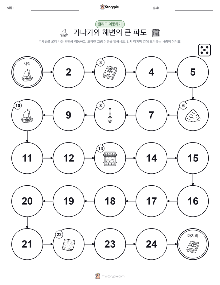 주사위 굴리고 이동하기 게임