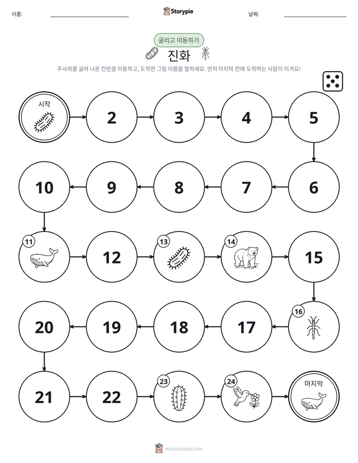주사위 굴리고 이동하기 게임