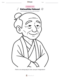 Katsushika Hokusai printable worksheet preview