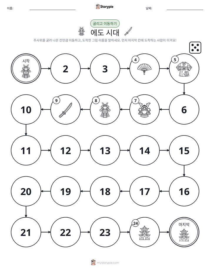 주사위 굴리고 이동하기 게임