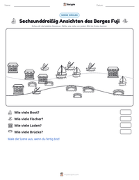 Sechsunddreißig Ansichten des Berges Fuji druckbare Arbeitsblatt Vorschau