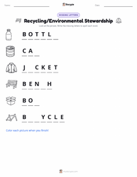 Recycling/Environmental Stewardship printable worksheet preview