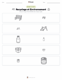 Aperçu de la feuille de travail imprimable Recyclage et Gérance Environnementale