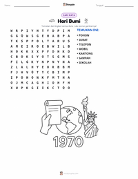 Prabaca lembar kerja cetak Hari Bumi Pertama (1970)