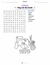 Eerste Dag van de Aarde (1970) afdrukbare werkblad voorbeeld