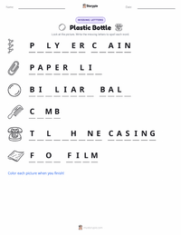 Plastic Bottle printable worksheet preview